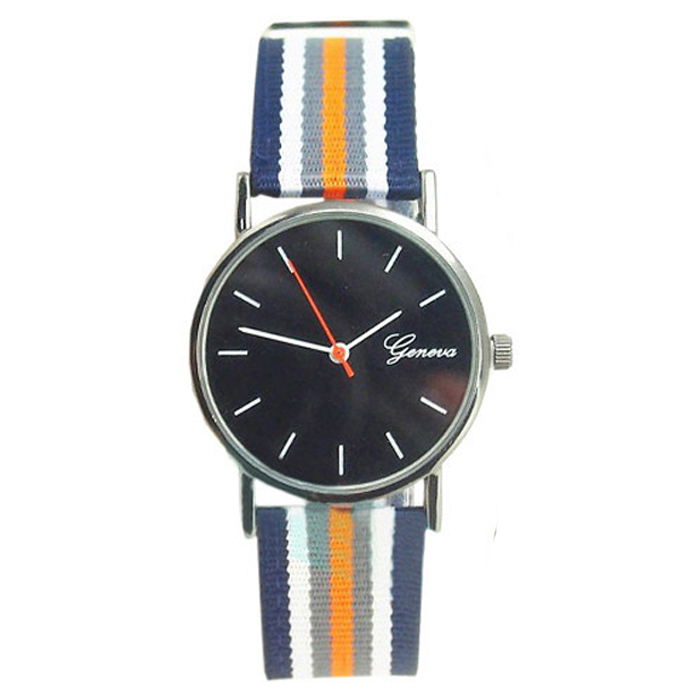 Pruhované hodinky modro-oranžové